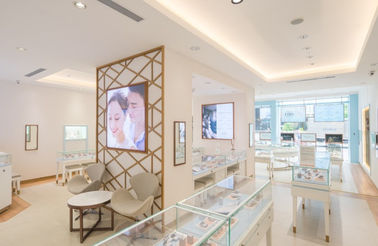 Perfect Glass Perhiasan Display Cases Retail Store Baja tahan karat Bahan kayu
