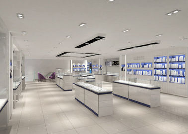 Modern Nice White Showroom Display Case / Perhiasan Display Case Logo Khusus