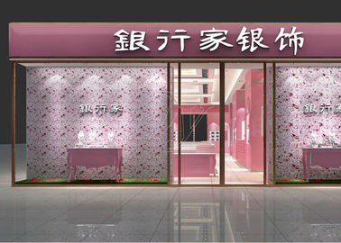 Glossy Pink Color Showroom Display Cases 8MM Dan 6MM Bahan Kaca Tempered