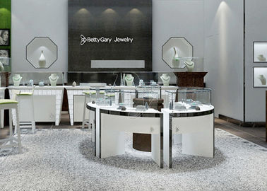 Modern Warna Putih Lingkaran Bulat Perhiasan Tampilan Counter / Retail Tampilan Kasus
