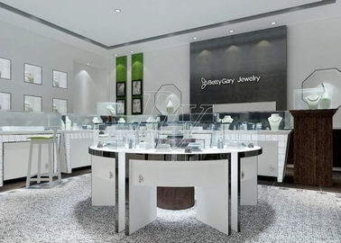 Modern Warna Putih Lingkaran Bulat Perhiasan Tampilan Counter / Retail Tampilan Kasus