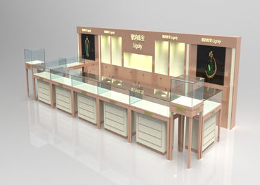 Kaca Kayu Beige Warna Perhiasan Toko Display Cabinet, Perhiasan Display Plints