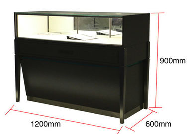 Brush Stainless Steel Retail Glass Display Cabinets, Matte Black Jewelry Display Cases