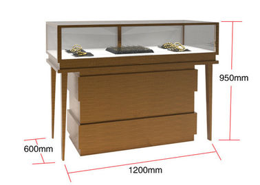 Veneer MDF Kaca Display Cabinet, Perhiasan Jam Tangan Retail Toko Display