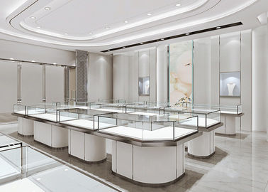 Matte putih toko perhiasan kasus tampilan, perhiasan tampilan counter
