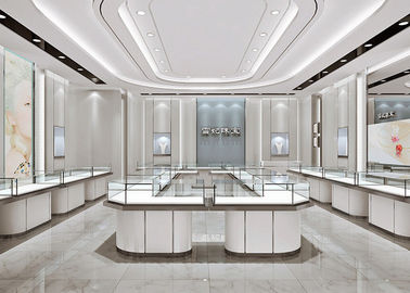 Matte putih toko perhiasan kasus tampilan, perhiasan tampilan counter