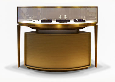 Luxury Veneer Stainless Steel Toko Perhiasan Display Counter / Kasus Perhiasan Display