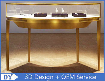 Curve Shape Toko Perhiasan Display Counters Dengan Lampu Kaca Untuk Mal Perbelanjaan
