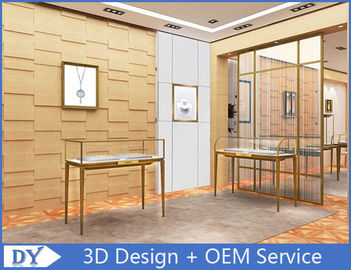 Perhiasan 3D Desain Mewah Display Cabinet Untuk Toko / Kaca Perhiasan Display Cabinet