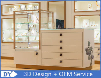 Custom Rose Gold Frame Toko Perhiasan Display Counters Pre-assembly Struktur