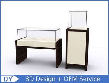 OEM MDF persegi panjang persegi panjang Pedestal Display Case Dengan Pencahayaan / Kaca Display Cabinet
