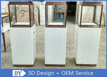 Toko Perhiasan Mewah Display Cabinet Square Matte White Stain Steel Frame
