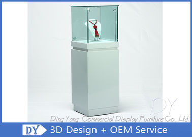 OEM kotak kaca putih Perhiasan Display Case / Kunci Perhiasan Display Cabinet