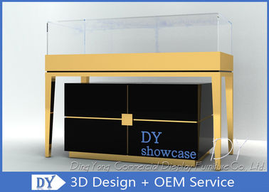 S/S + MDF + Kaca + Lampu Emas Perhiasan Showroom Interior Desain 3D