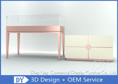 S/S + MDF + Kaca + Lampu Emas Perhiasan Showroom Interior Desain 3D