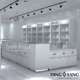 Showroom Glossy White Toko Perhiasan Display Counters
