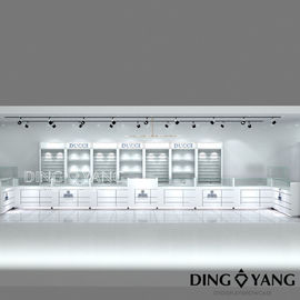 Showroom Glossy White Toko Perhiasan Display Counters