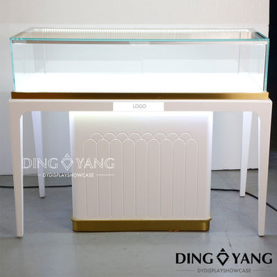 Matte White Super Clean Glass Perhiasan Showcase