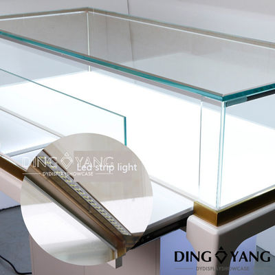 Matte White Super Clean Glass Perhiasan Showcase