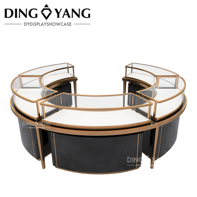 Produsen Pemasok, Round Center Island Fashion Custom Made Perhiasan Display Cabinet, Kaca Top Perhiasan Showcases