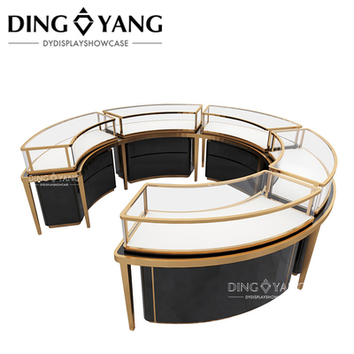 Produsen Pemasok, Round Center Island Fashion Custom Made Perhiasan Display Cabinet, Kaca Top Perhiasan Showcases