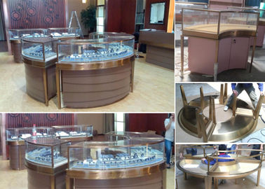 Desain Elegan Meja Perhiasan Tampilan Kasus Stabil Kerangka Baja Rostless Kayu