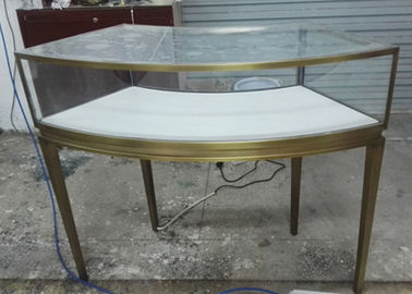 Desain Elegan Meja Perhiasan Tampilan Kasus Stabil Kerangka Baja Rostless Kayu