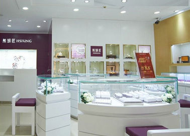 Toko Ritel Lampu Komersial Perhiasan Wall Display Case Tinggi berkilau Putih Warna