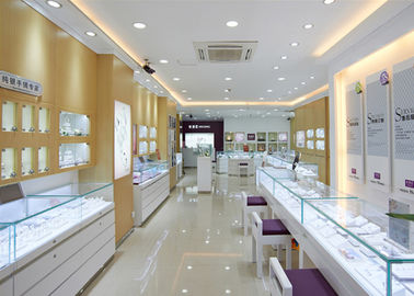 Toko Ritel Lampu Komersial Perhiasan Wall Display Case Tinggi berkilau Putih Warna