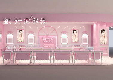 Mudah Menginstal Showroom Display Cases Logo Akrilik Lembar Pink Finish Warna