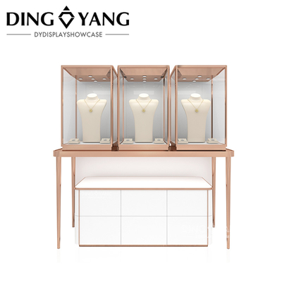 High End Custom Made Tabletop Perhiasan Display Case, Kualitas Baik Perhiasan Showcases, Menawarkan Seluruh Toko Layanan Desain 3D