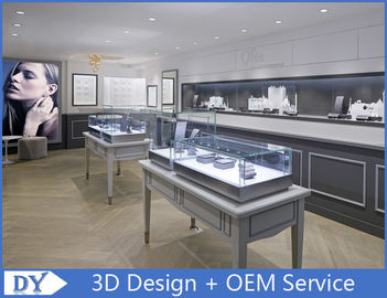 Nice Modern Glass Kayu In Gray Perhiasan Counter Desain Dengan Lampu Led