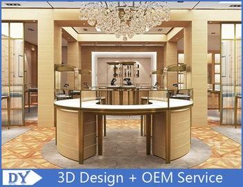 OEM Modern Bentuk Bulat Toko Perhiasan Display Counters In Stain Steel MDF